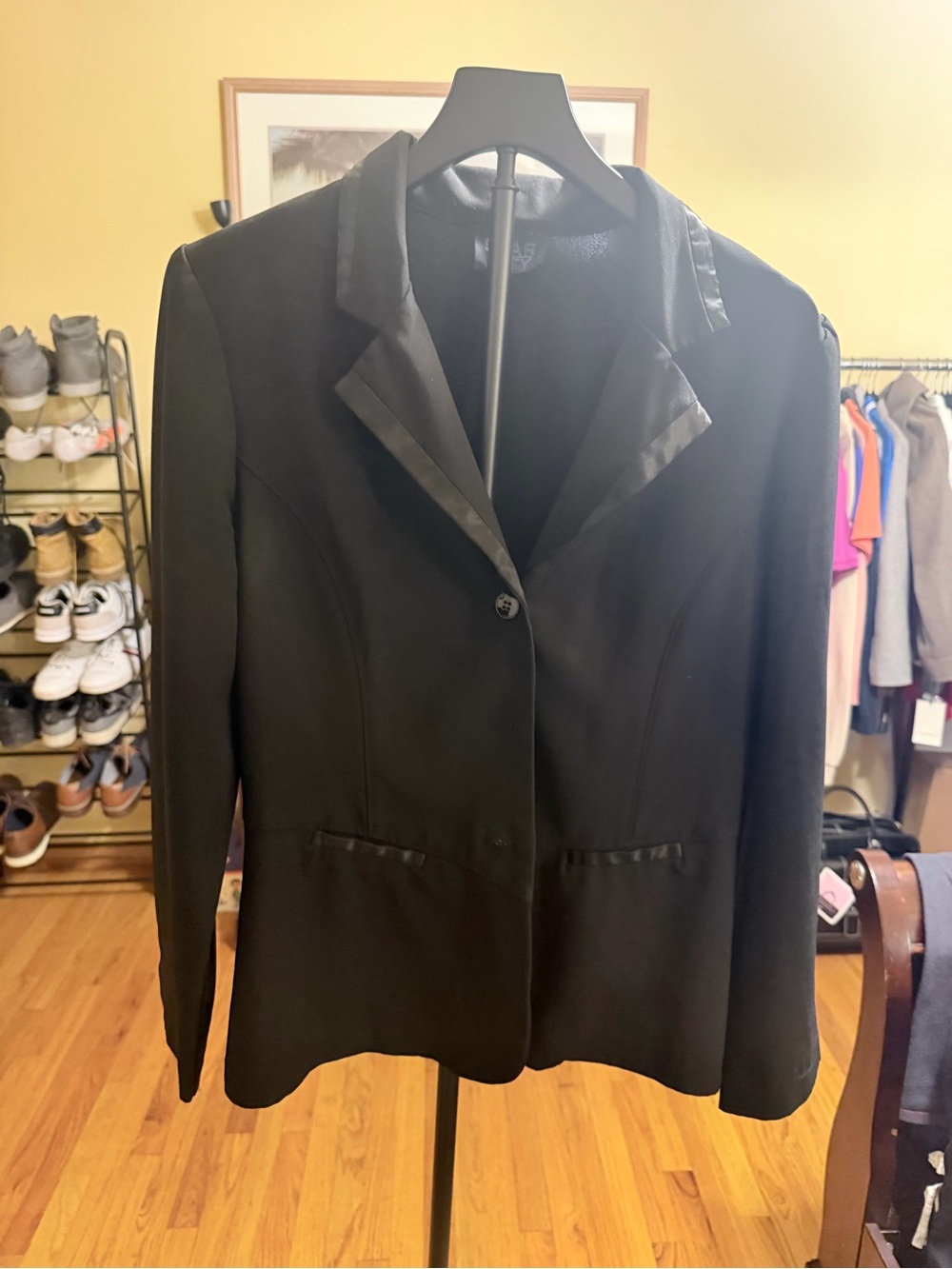 Star City Black Blazer with Satin Trim